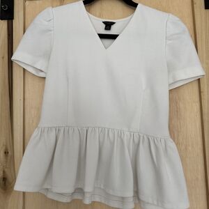 Ann Taylor White Peplum Blouse